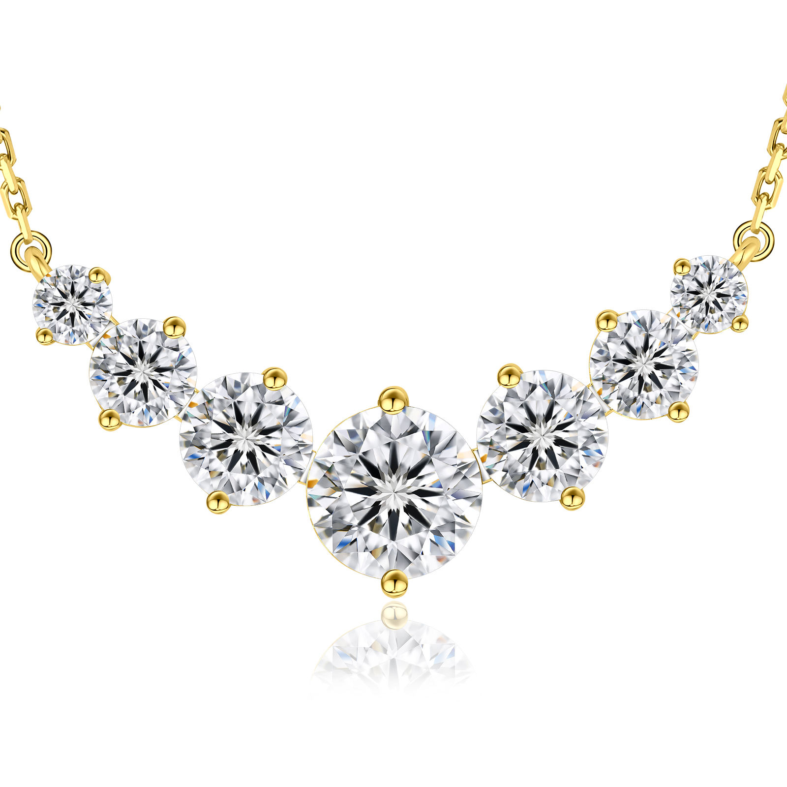 1.7ct to 5ct Moissanite Pendant Necklace in 18K Gold-Plated S925 Sterling Silver