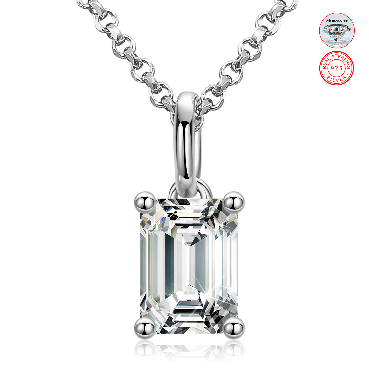 1.0ct D Color VVS1 Moissanite | 18K White Gold Plating over S925 Sterling Silver