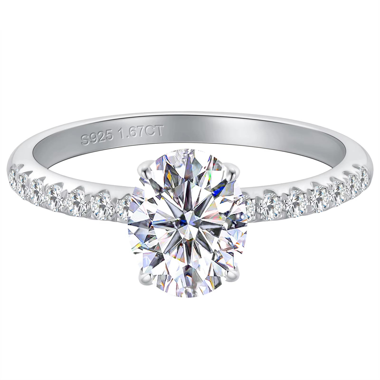 1.5ct-2ct Oval Moissanite Ring in 18K Gold-Plated S925 Sterling Silver