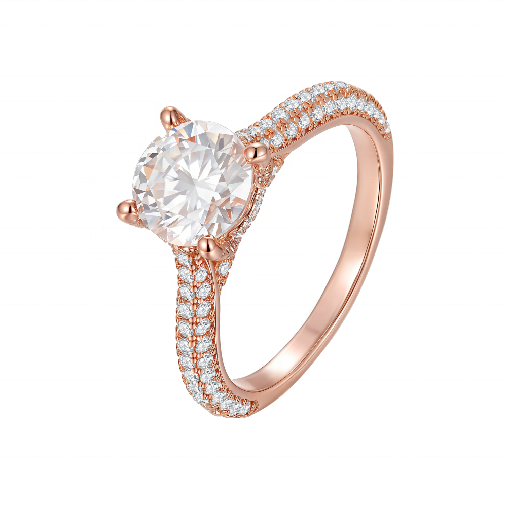 1 CT VVS1 D Moissanite Solitaire Ring | 18K Rose Gold Plated | S925 Sterling Silver | GRA Certified
