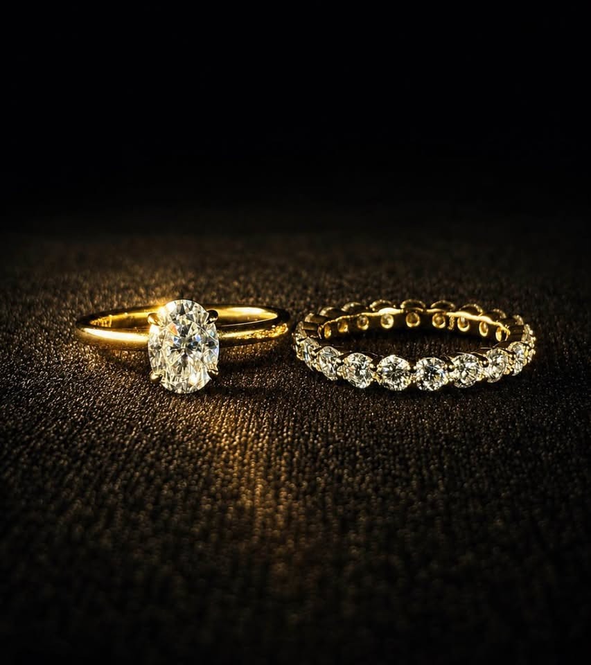 1.5 CT Oval Moissanite Engagement Ring & Eternity Band Set (Size 7) - For Freddy