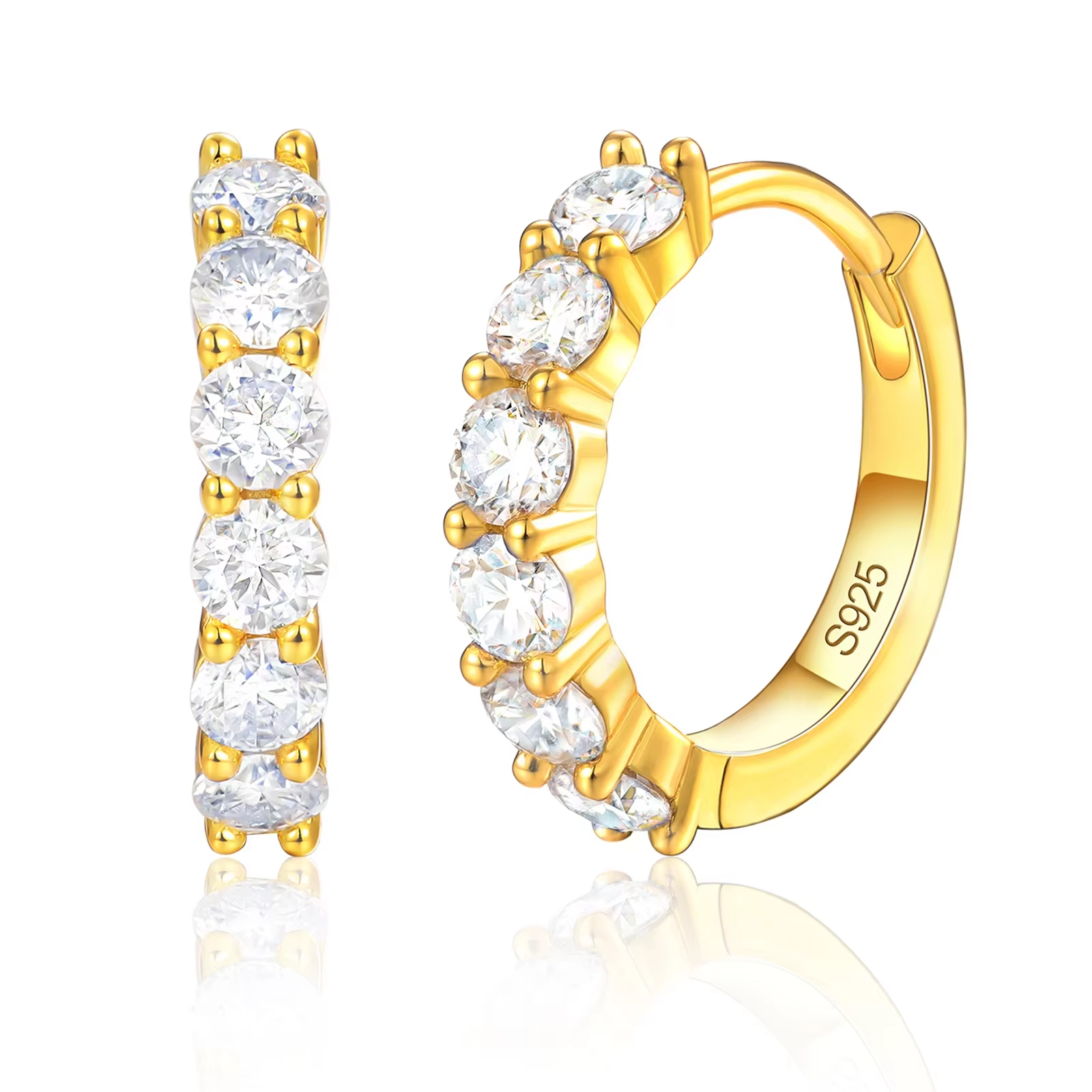 VVS1 D Moissanite Hoop Earrings | 18K Gold Plated | S925 Sterling Silver | GRA Certified