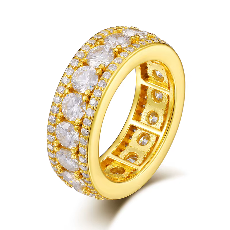 Mens VVS1 D Moissanite Band Ring | 8mm | 18K Gold Plated | S925 Sterling Silver | GRA Certified
