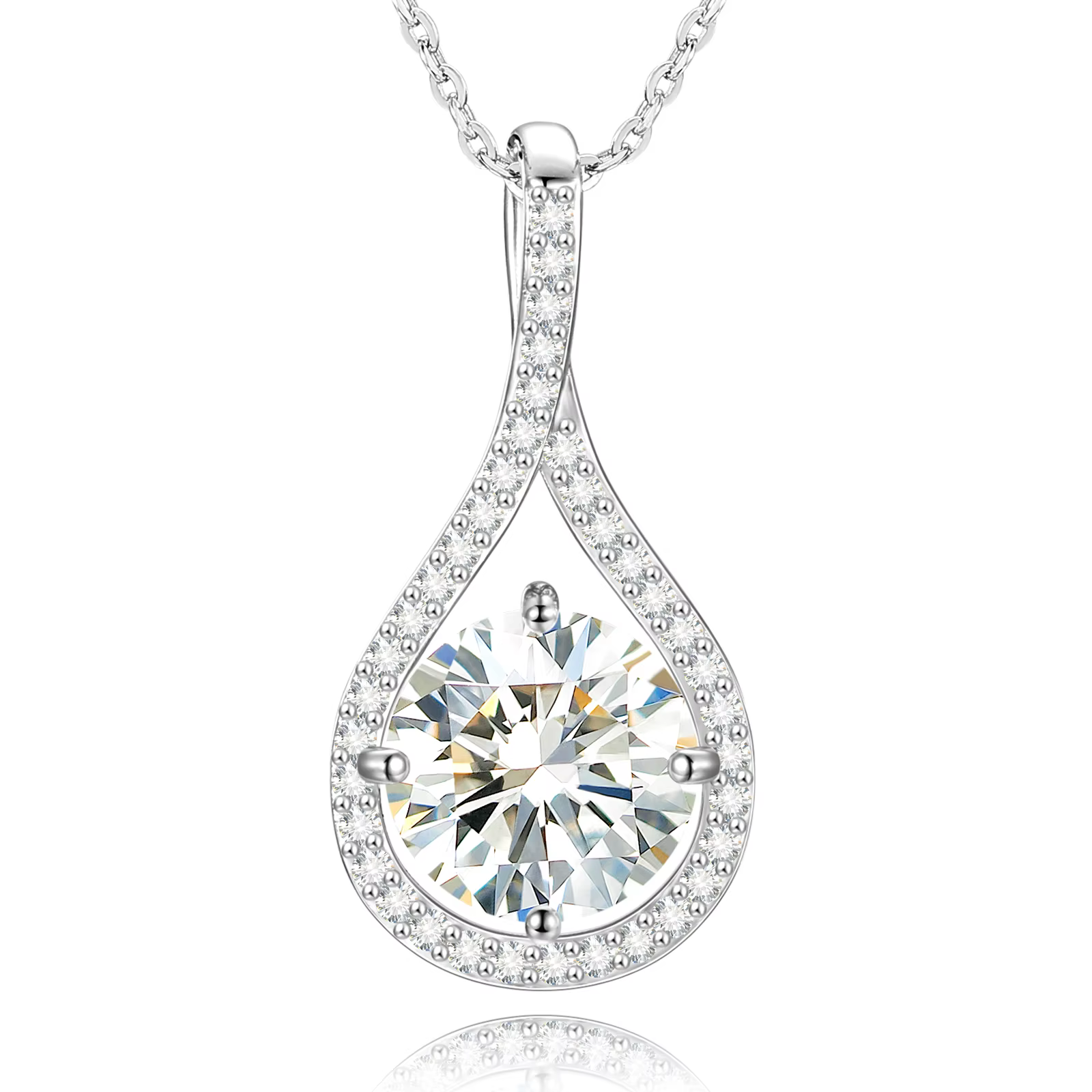 VVS1 Moissanite Teardrop Pendant Necklace | 18K Gold Plated | S925 Sterling Silver | GRA Certified