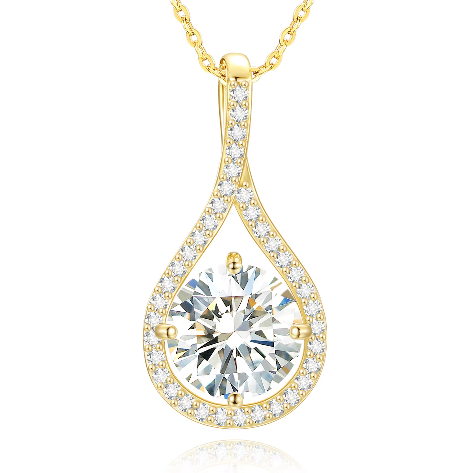 VVS1 Moissanite Teardrop Pendant Necklace | 18K Gold Plated | S925 Sterling Silver | GRA Certified