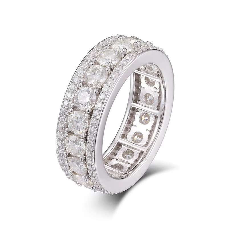 Mens VVS1 D Moissanite Band Ring | 8mm | 18K Gold Plated | S925 Sterling Silver | GRA Certified